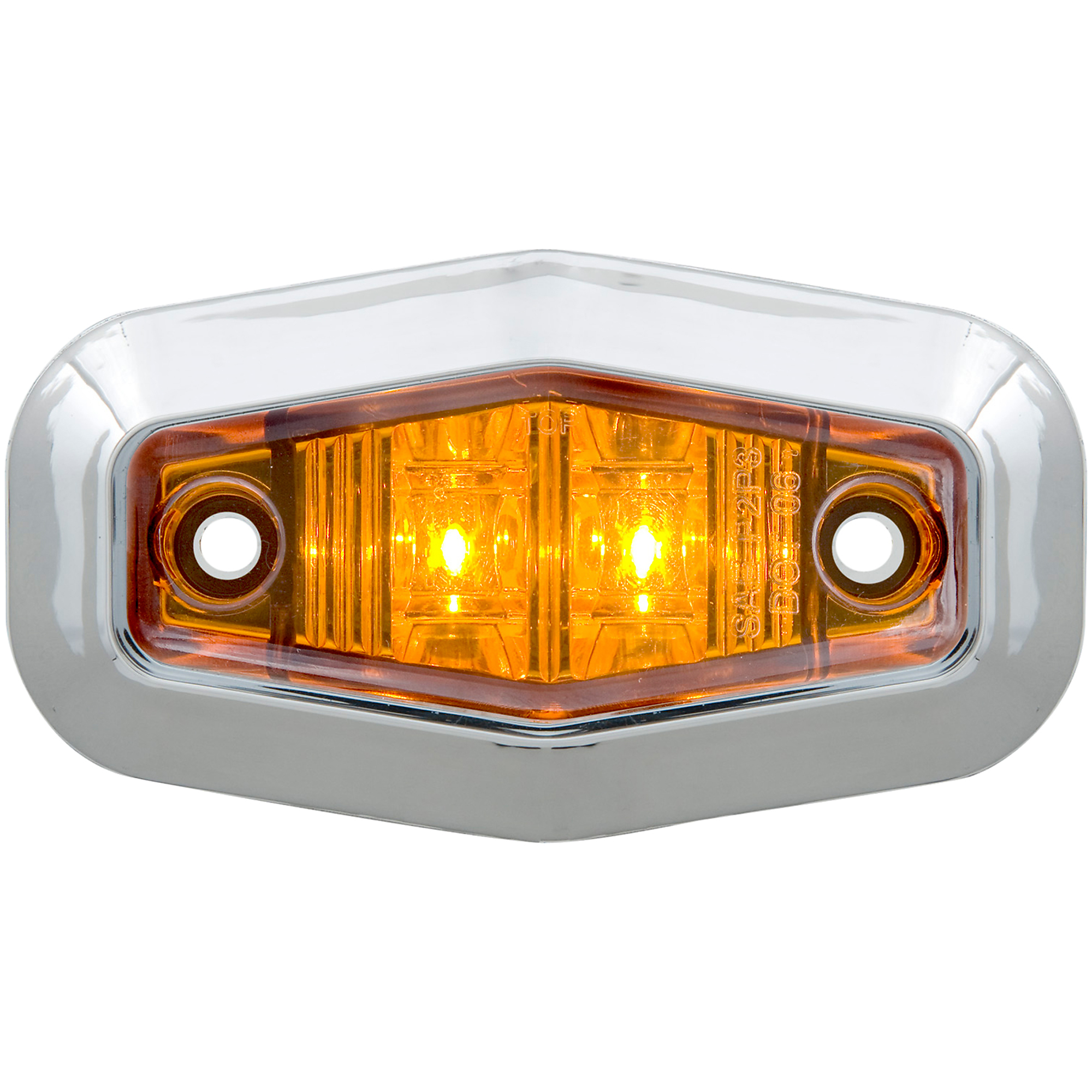 2-LED YLW OBLONG MARKER LIGHT; CHROME BASE